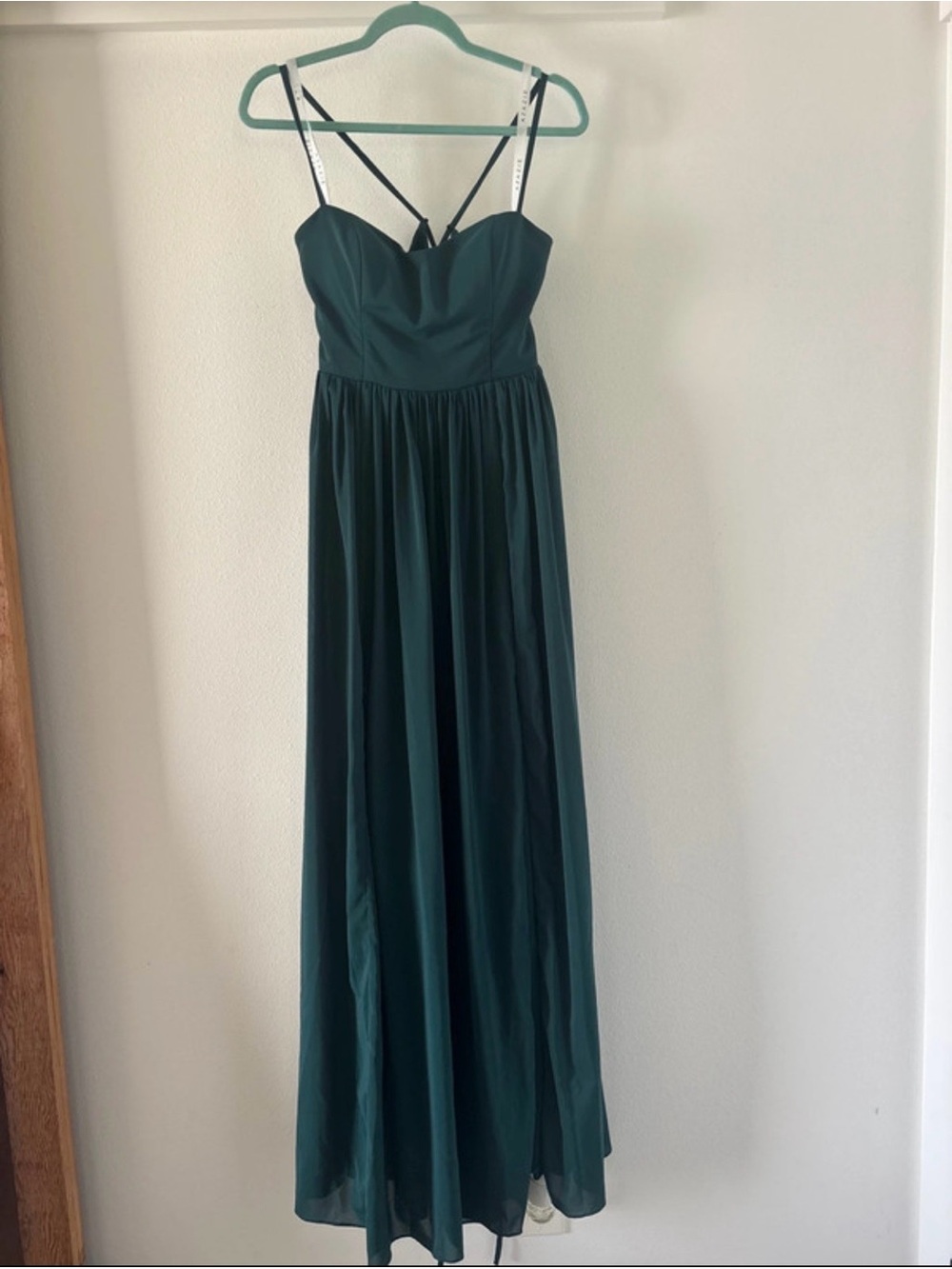 Azazie Forest Green Strappy Sweetheart Maxi Dress